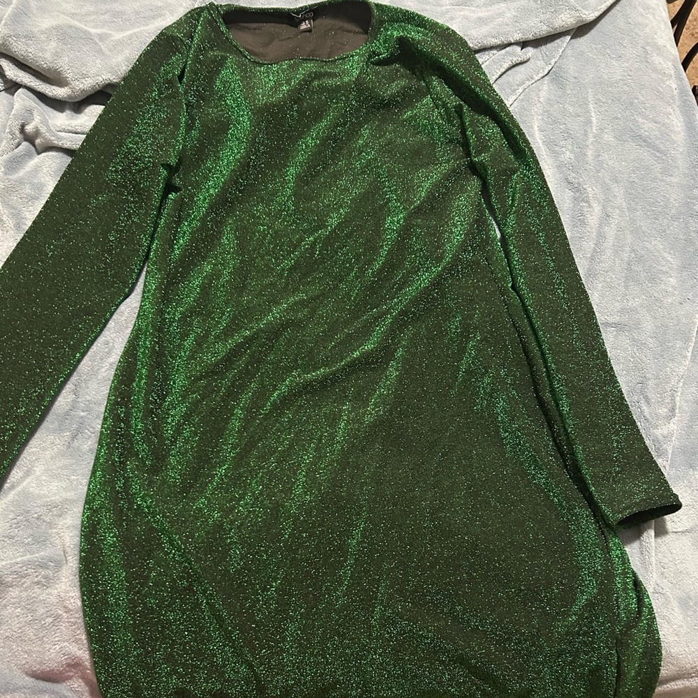 Boohoo Glitter Green Dress